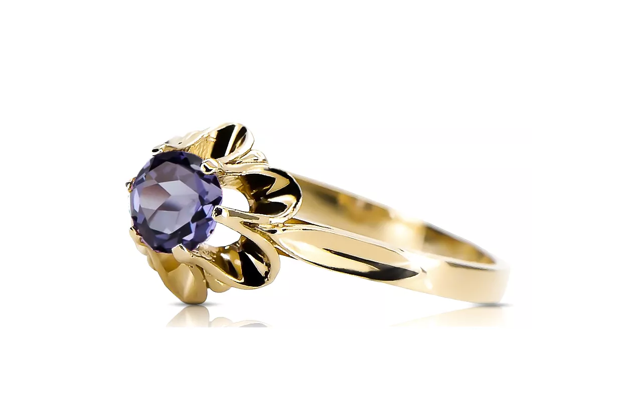 Олександрит 14K Жовте золото Каблучка Вінтаж прикраси vrc004y